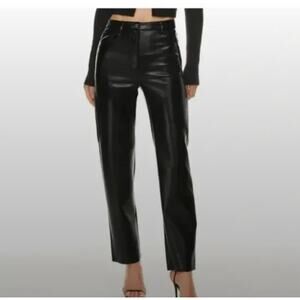 Wilfred Black Cropped Faux Leather Straight-Leg Pants
